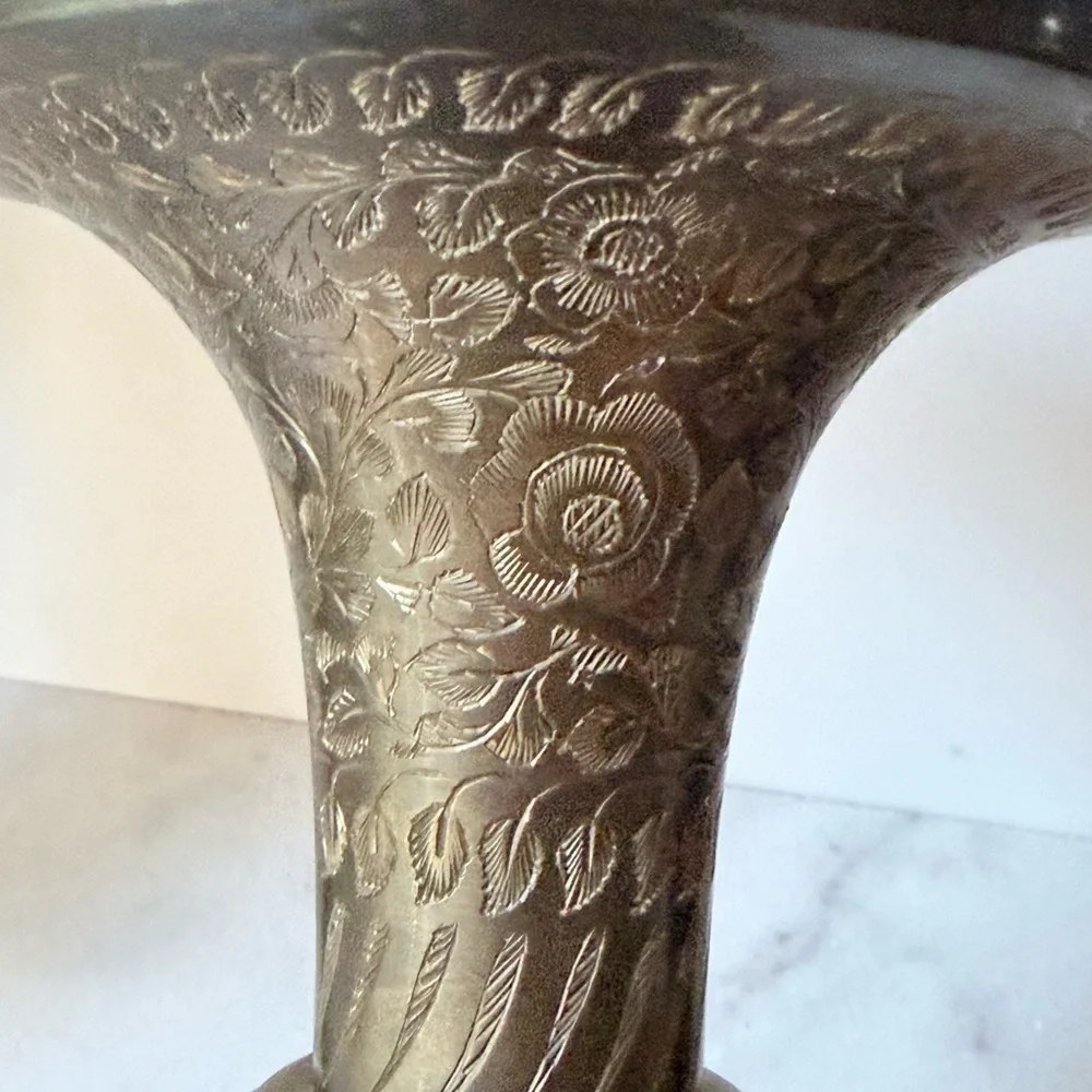 Pair Vintage Indian Bidriware Vase